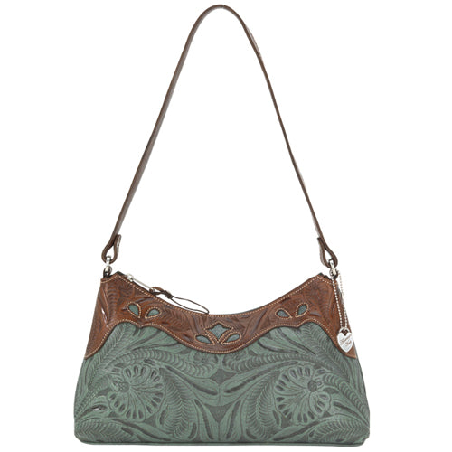 Turquoise and Brown Leather Shoulder Bag (1102285)