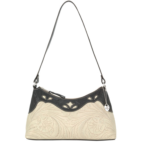 Cream and Brown Leather Shoulder Bag (1106285)