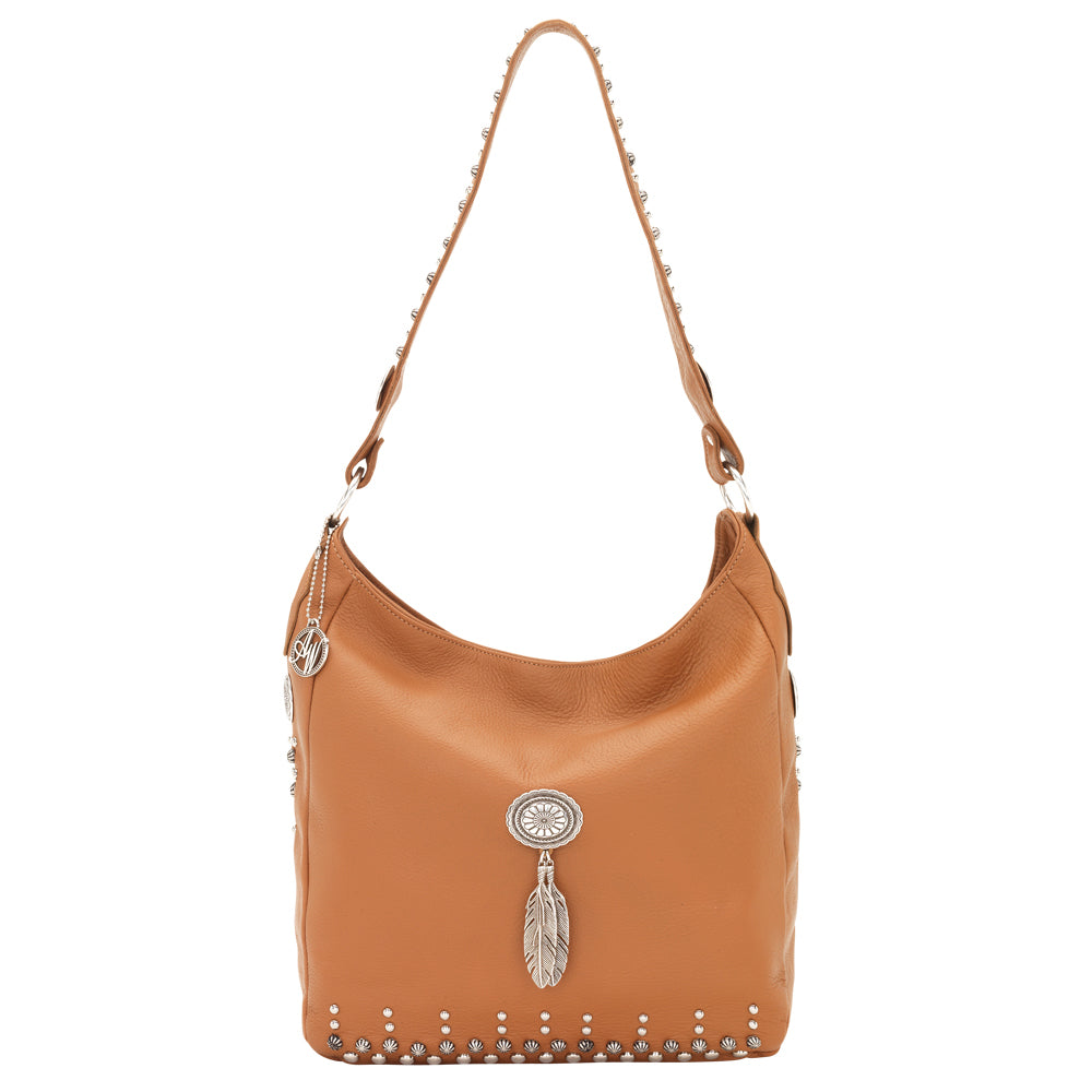 Golden Tan Leather Slouch Shoulder Bag (1662331)