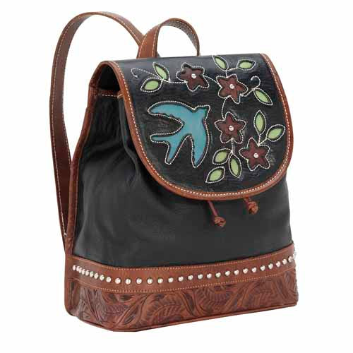 Black Leather Drawstring Backpack (2002416)