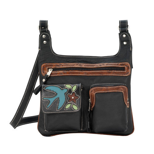 Black Leather Cross Body Bag (2002555)