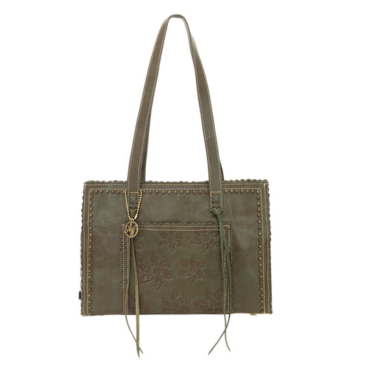 Olive Green Leather Shopper Tote (3272398)