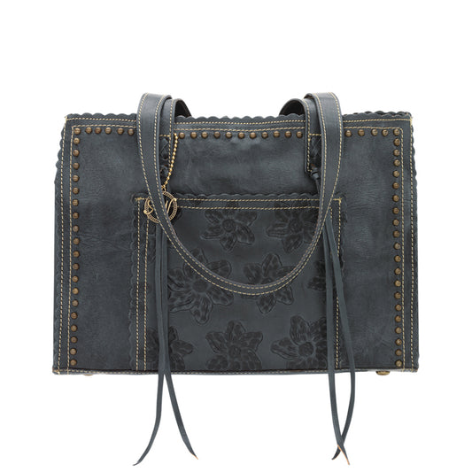 Steel Blue Leather Shopper Tote (3289398)