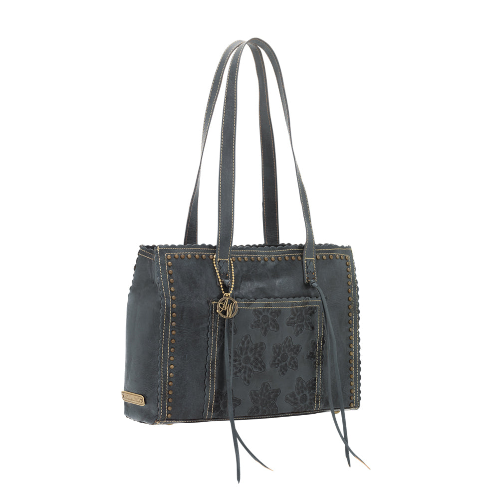 Steel Blue Leather Shopper Tote (3289398)
