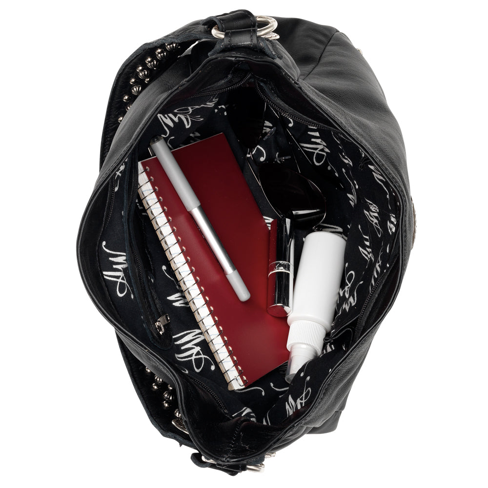 Black Leather Slouch Shoulder Bag