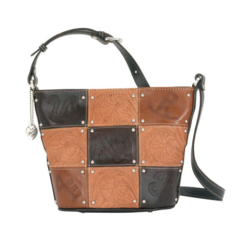 Brown Leather Patch Cross Body Bucket Bag (5065217)