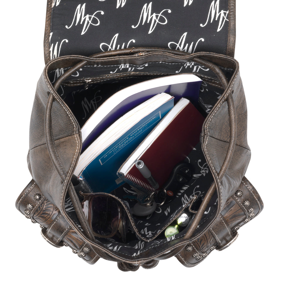 Large Brown Chrome Leather Backpack (9550516)