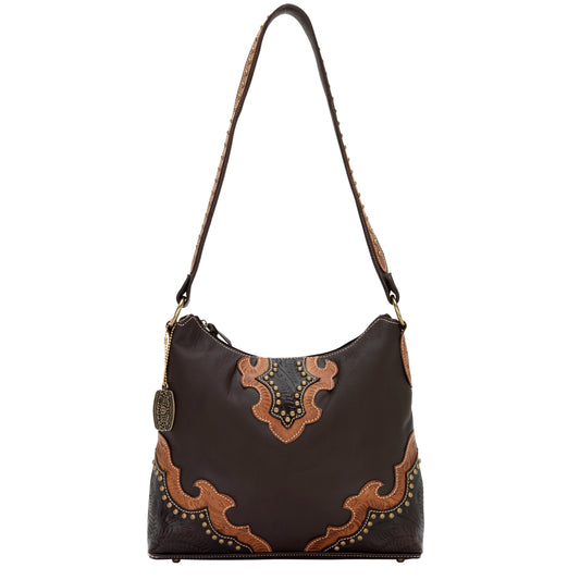 Light and Dark Chocolate Leather Structured Hobo (5815279)