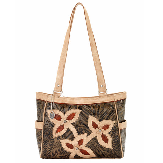 Distressed Charcoal Brown Leather Tote (6183769)