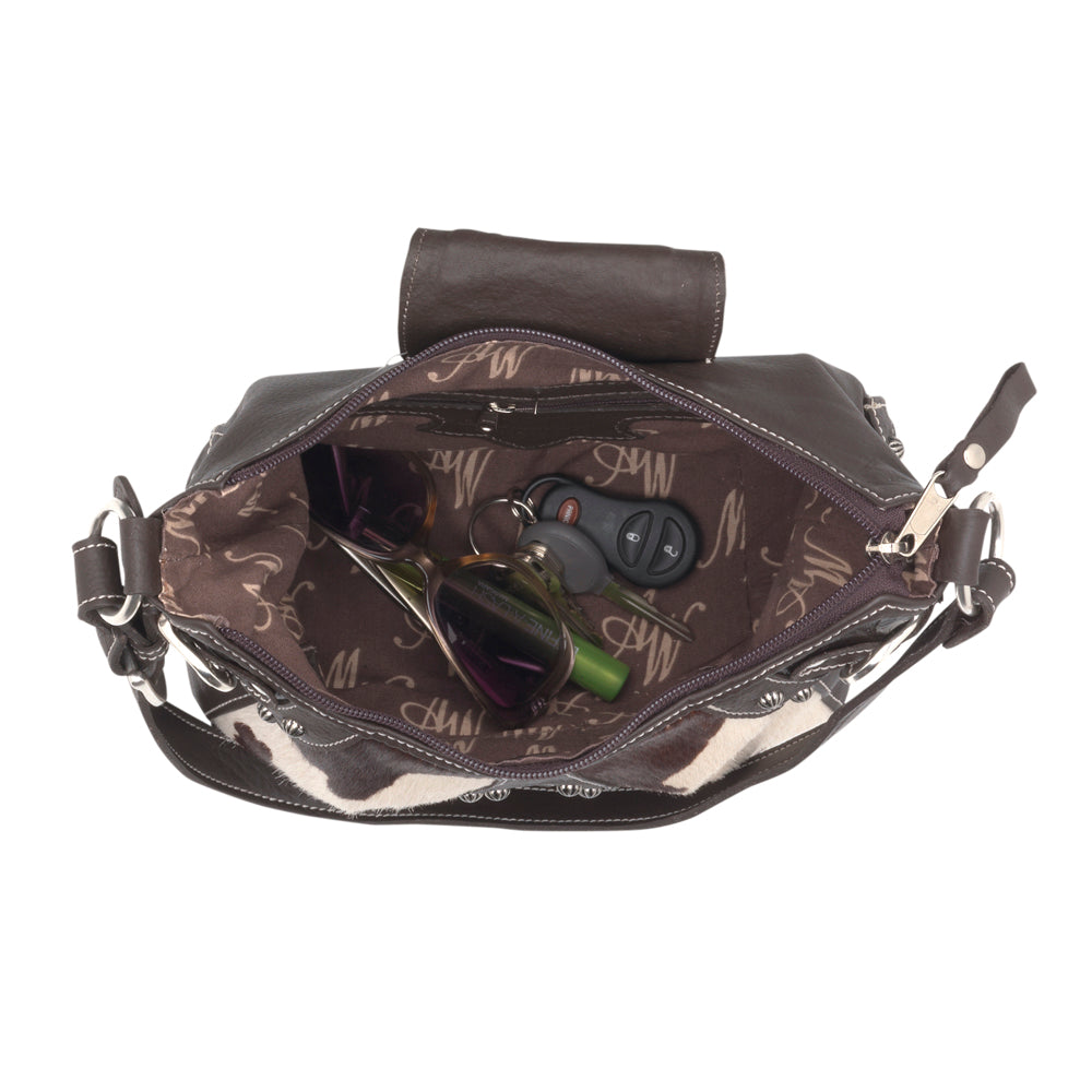 Black Cowhide and Charcoal Leather Hobo (4122620)