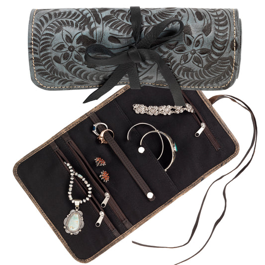 Sky Blue Leather Travel Jewellery Roll (8307889)