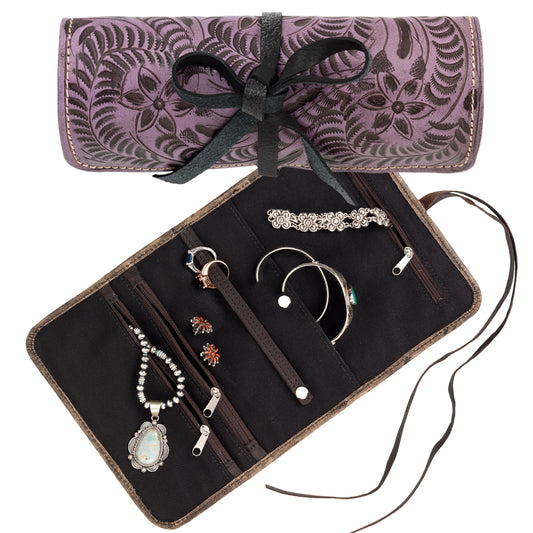Amethyst Leather Travel Jewellery Roll (8359889)