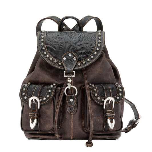 Large Brown Chrome Leather Backpack (9550516)