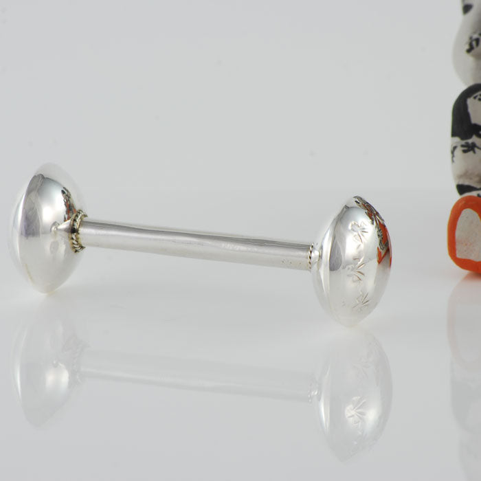 Sterling Silver Baby Barbell Rattle (BABY001)