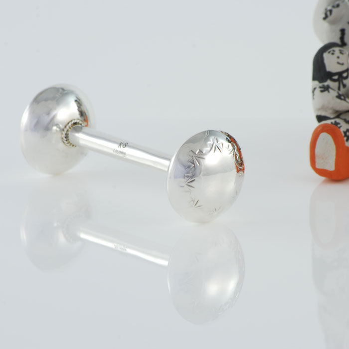 Sterling Silver Baby Barbell Rattle (BABY001)