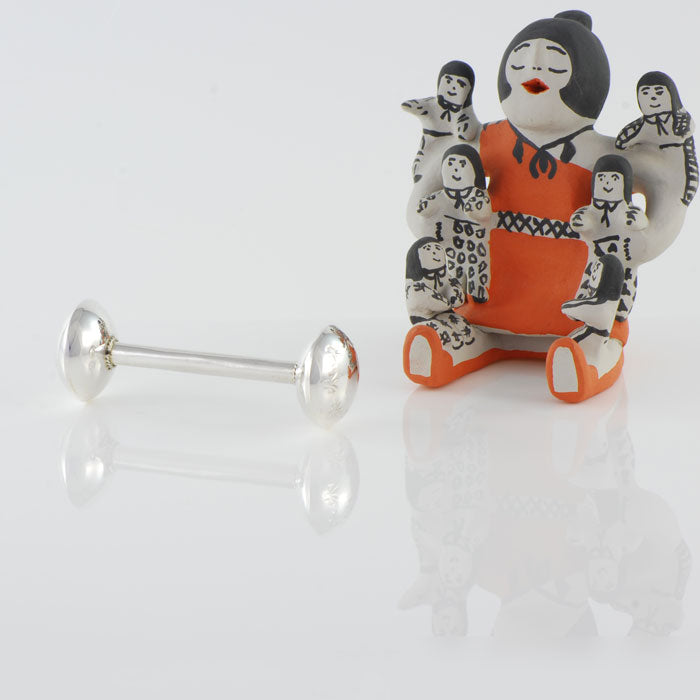 Sterling Silver Baby Barbell Rattle (BABY001)