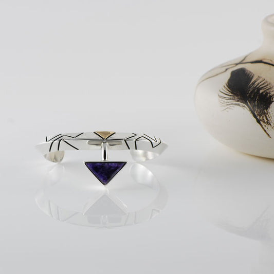 Sterling Silver, Gold and Charoite Bracelet (BRT115)