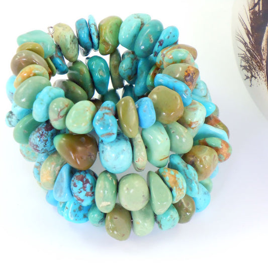 Turquoise Nugget Coil Bracelet (BRT119)