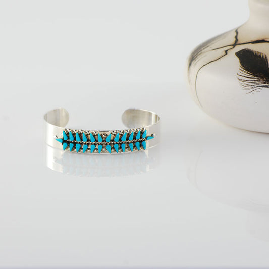Sterling Silver and Turquoise Petit Point Bracelet (BRT127)