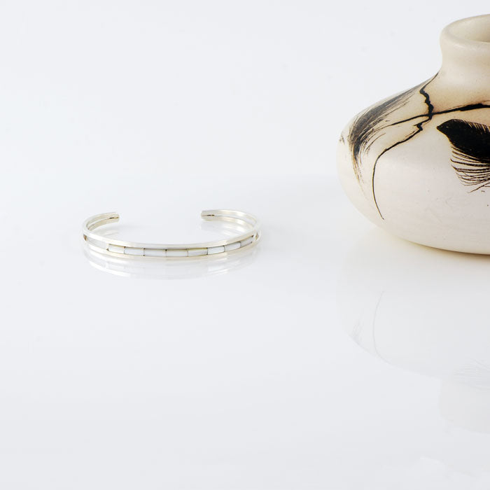 Sterling Silver and Opal Channel Inlay Bracelet (BRT131)