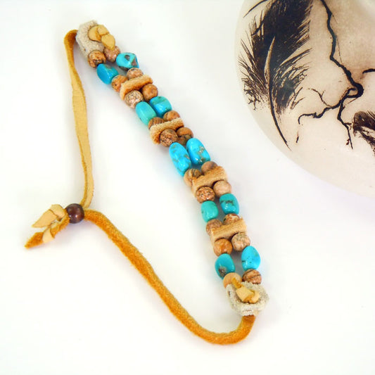 Turquoise and Picture Jasper Bracelet (BRT140)
