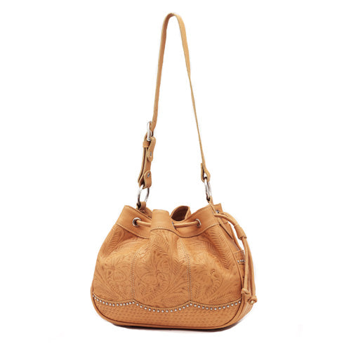 Natural Leather Drawstring Hobo (FRNT283)