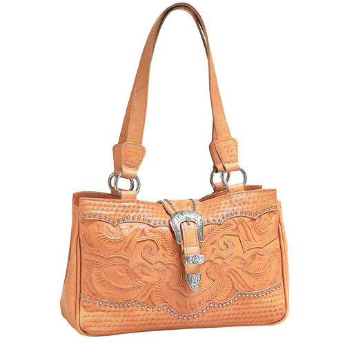 Natural Leather Three Compartment Tote (FRNT826)