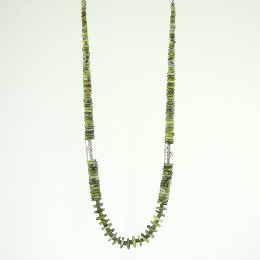 Serpentine Necklace with Sterling Silver Drums (NCK320)