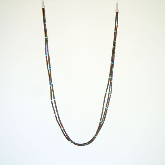 Olive Shell and Turquoise Heishi Necklace (NCK330)