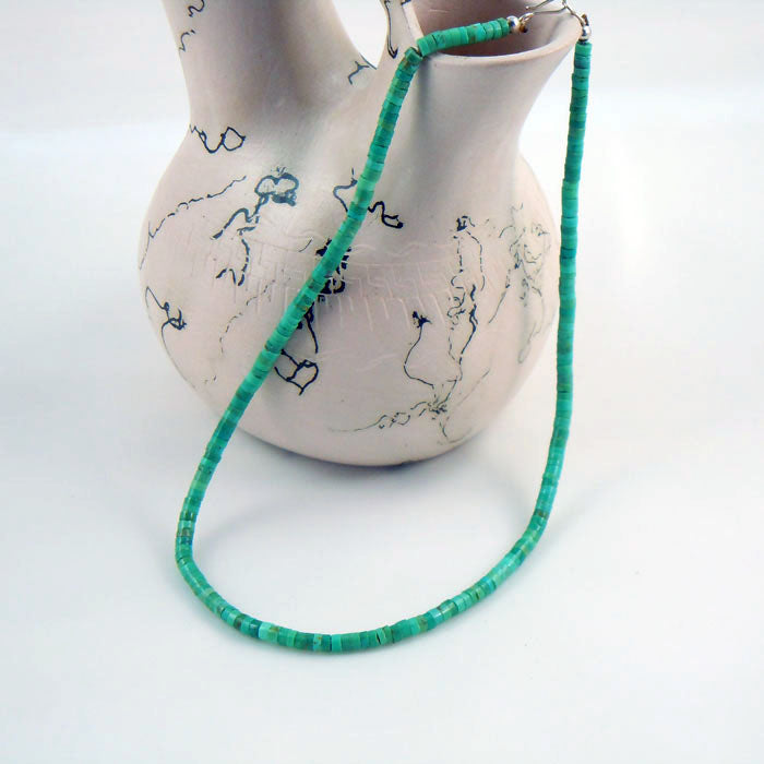 Green Kingman Arizona Turquoise Heishi Necklace (NCK340)