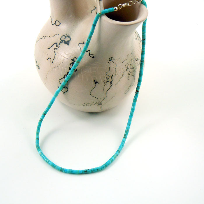 Blue Kingman Arizona Turquoise Heishi Necklace (NCK342)