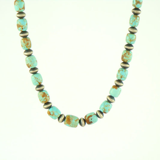 Sterling Silver and No.8 Turquoise Bead Necklace (NCK345)