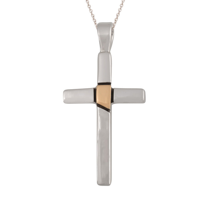 Medium Sterling Silver and Gold Cross (PND222)