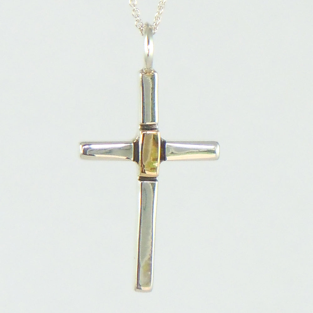 Small Sterling Silver and Gold Cross (PND225)