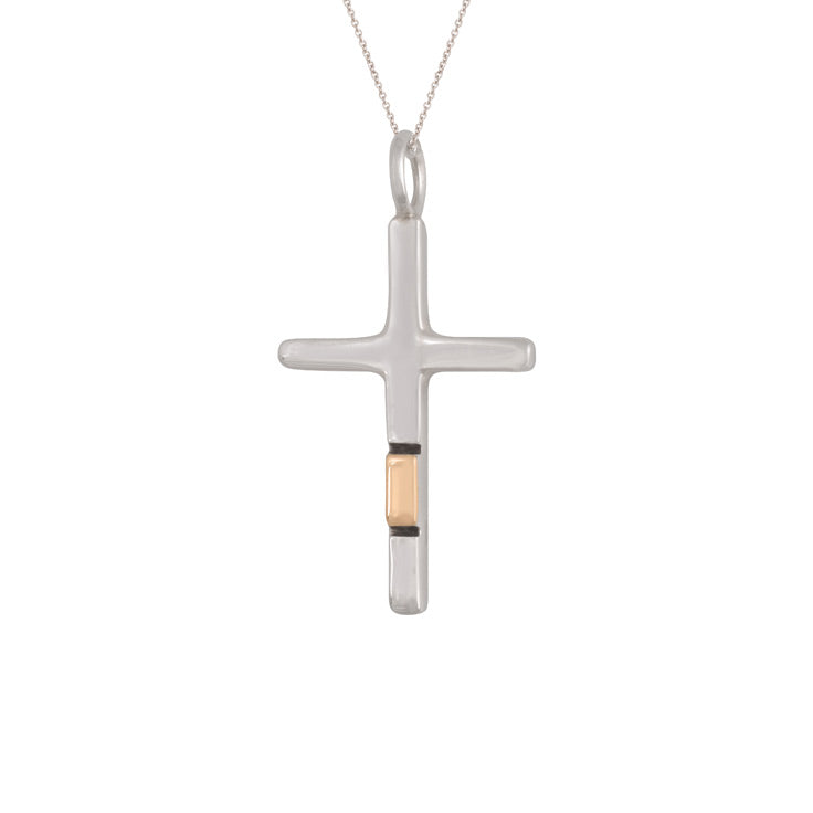 Small Sterling Silver and Gold Inlaid Cross (PND226)