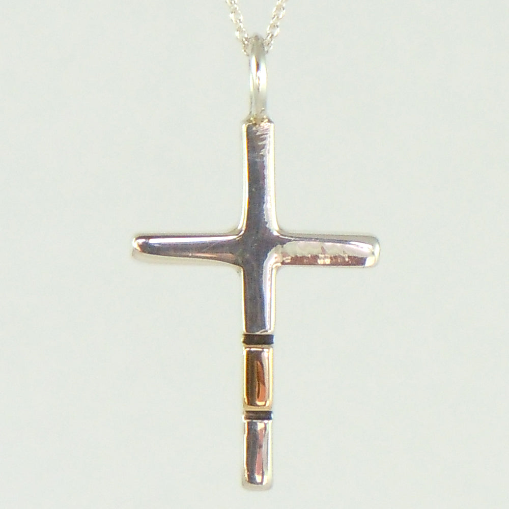 Small Sterling Silver and Gold Inlaid Cross (PND226)