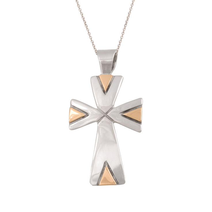 Large Sterling Silver and Gold Cross Patte (PND228)