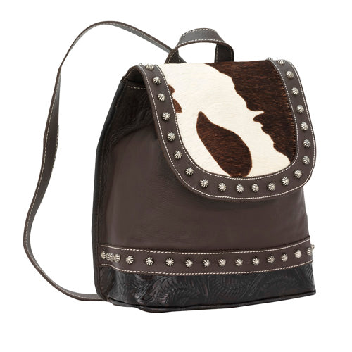 Brown Leather Drawstring Backpack (PONY416)