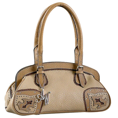 Beige Leather Vintage Frame Handbag (SAGE935)