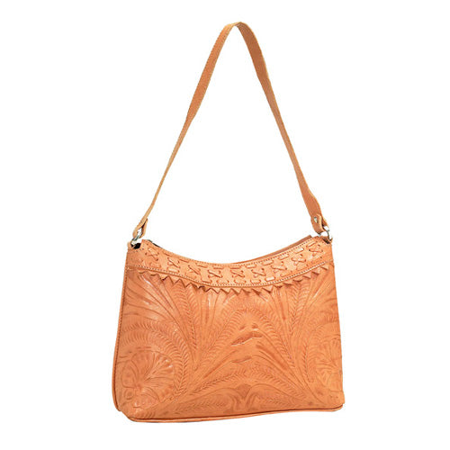 Natural Leather Cross-Laced Hobo (WEST275)