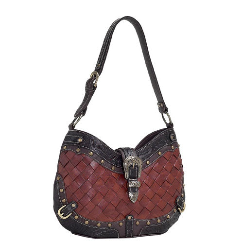 Brown Leather Scoop Tote (LODG591)