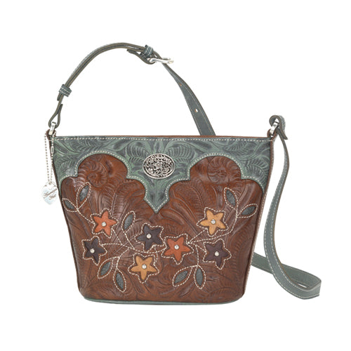 Brown Leather Cross Body Bucket Bag (1578217)