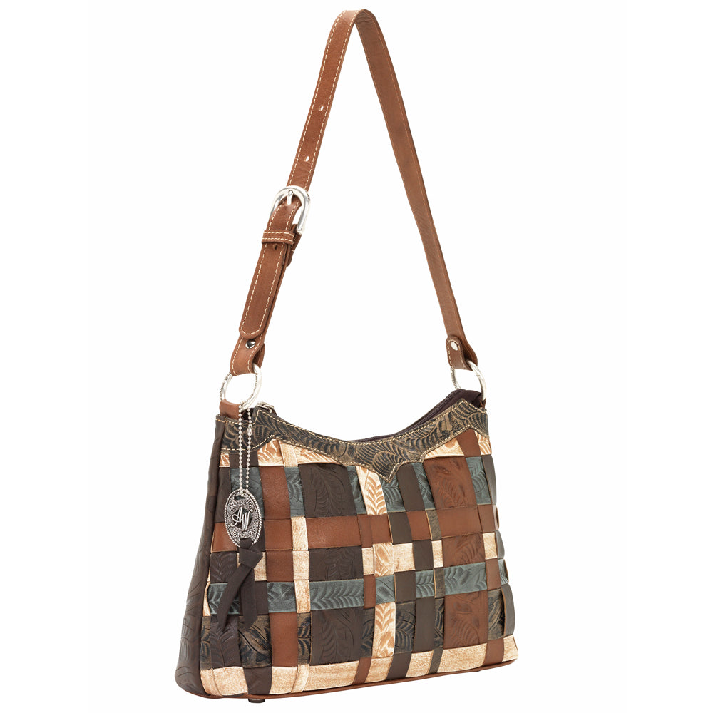 Hand Woven Panelled Leather Shoulder Bag (2583275)
