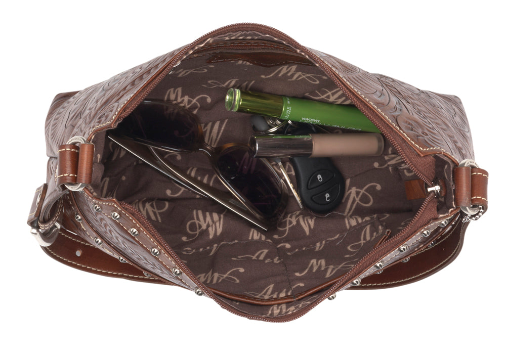 Natural Leather Cross-Laced Hobo (WEST275)