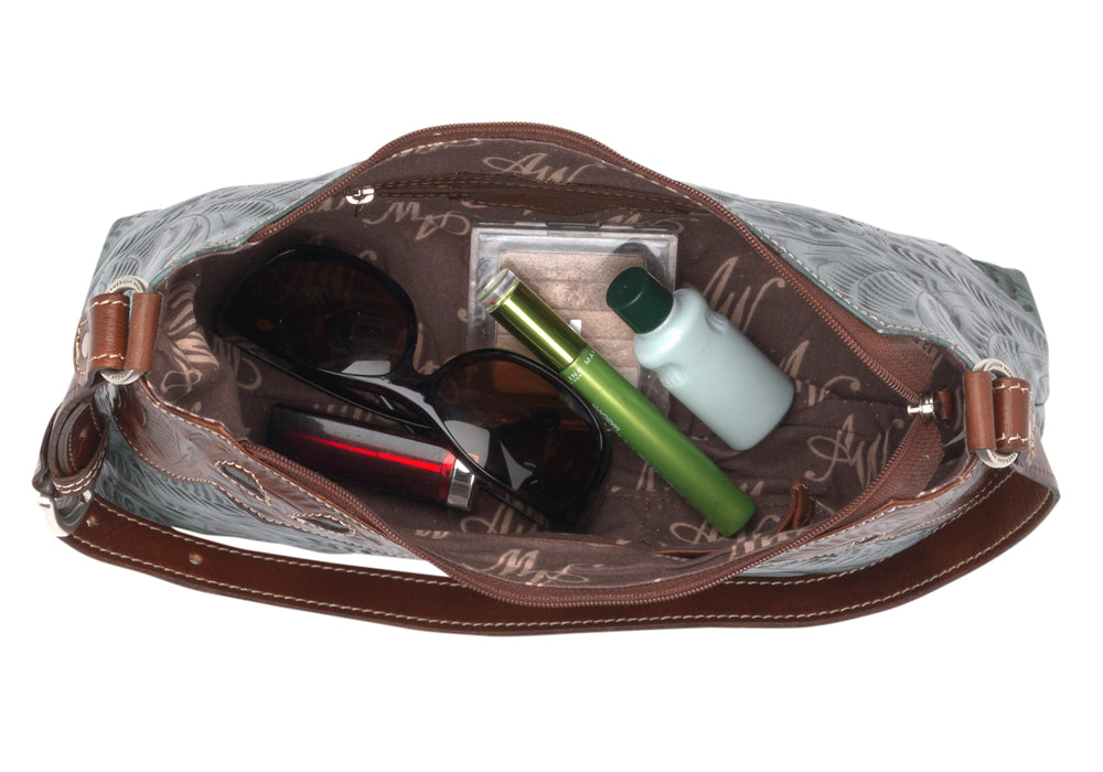 Turquoise and Brown Leather Shoulder Bag (1102285)