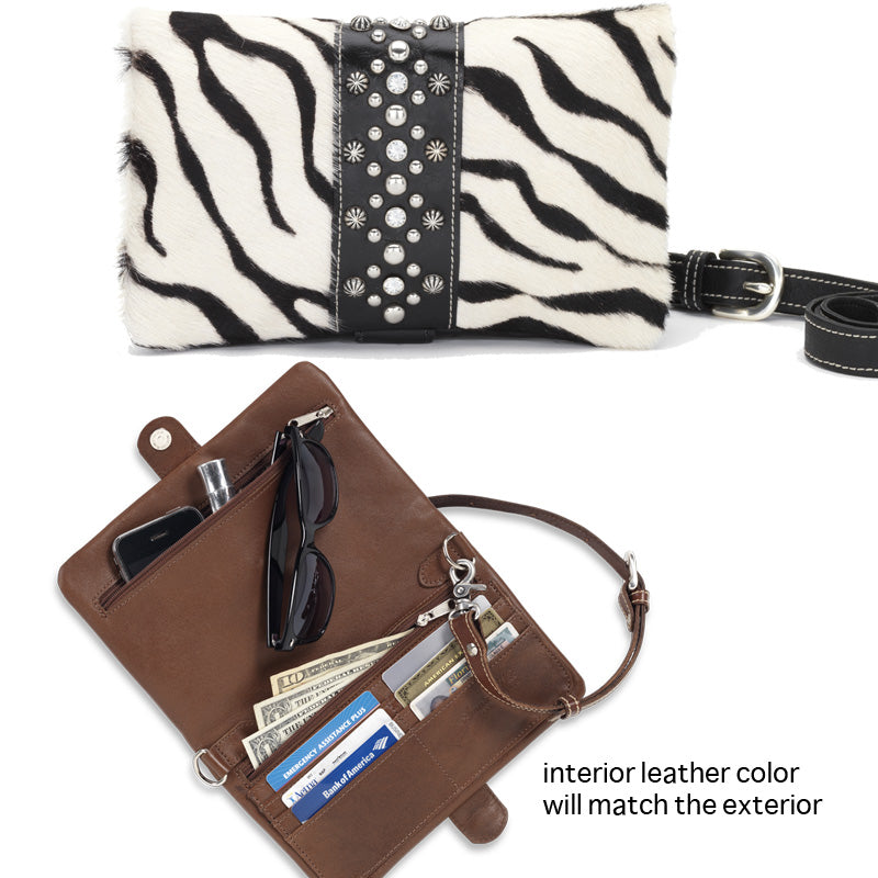Zebra Print Leather Folded Clutch Bag (3195078)