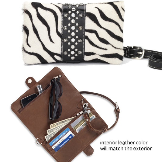 Zebra Print Leather Folded Clutch Bag (3195078)