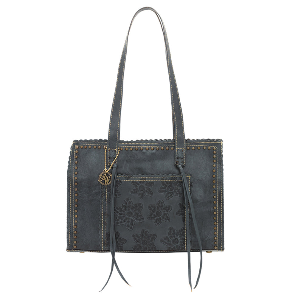 Steel Blue Leather Shopper Tote (3289398)