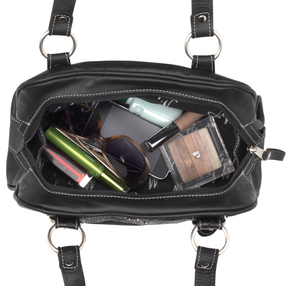 Soft Black Leather Satchel Handbag (2720338)