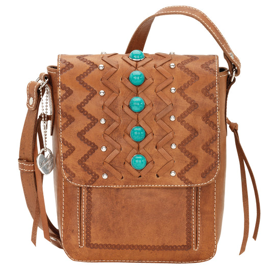 Golden Tan Leather Crossbody Flap Bag (3915241)